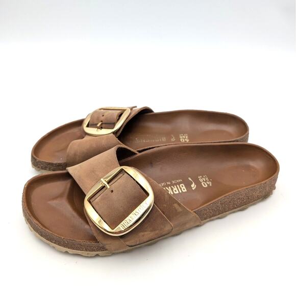 Birkenstock Shoes - Birkenstock Madrid Big Buckle Sandals Unisex Cognac Oiled Leather Size W9/M7